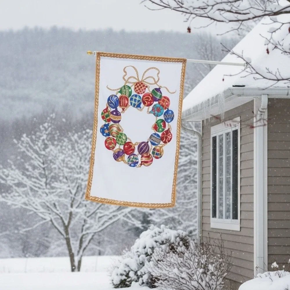 Christmas Ornament House Flag Wreath House Flag Door‎ Decoration Lillian Vernon
